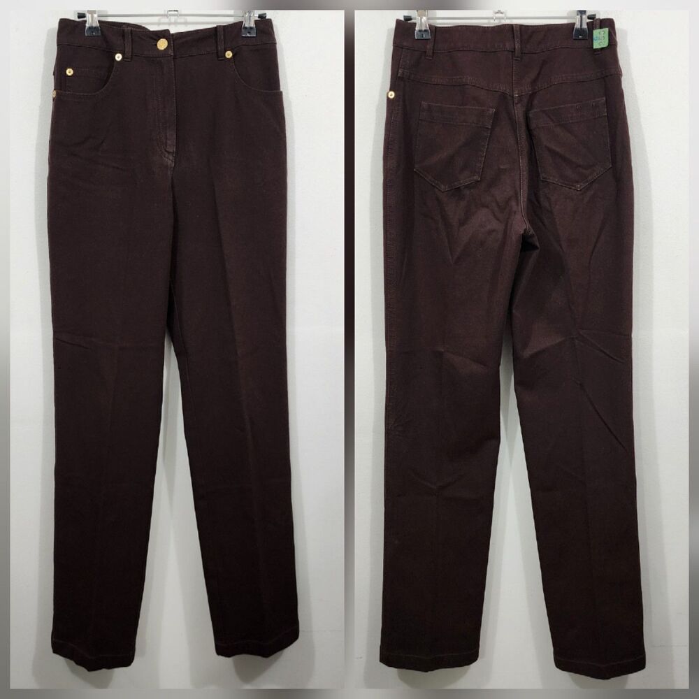 ST JOHN Sport High-waisted Straight-Leg Jeans Brown 5-Pocket Womens Size 2